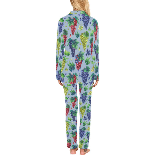 Grape Pattern Print Design GP06 Women's Long Pajama Set