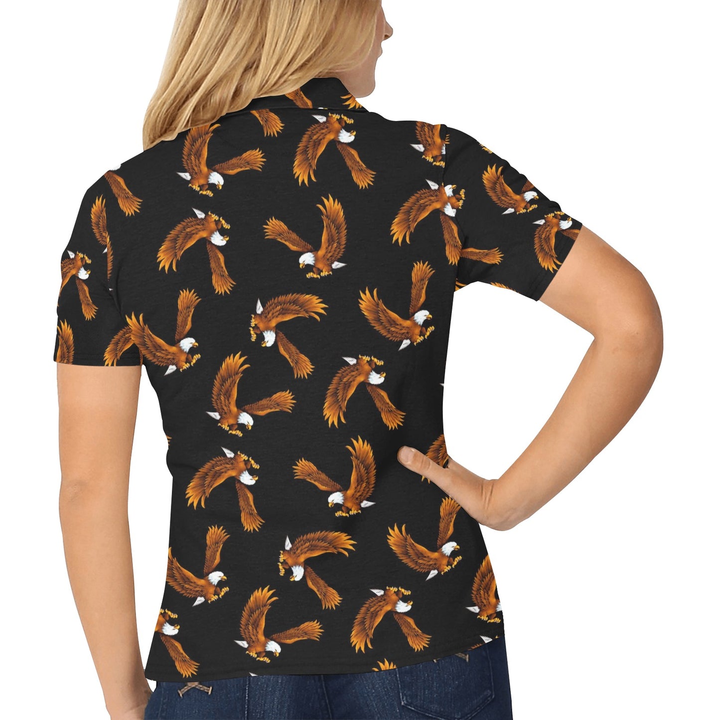 Eagles Print Pattern Women's Polo Shirt