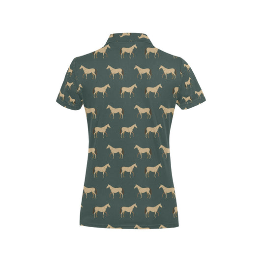 Horse Classic Themed Pattern Print Women's Polo Shirt