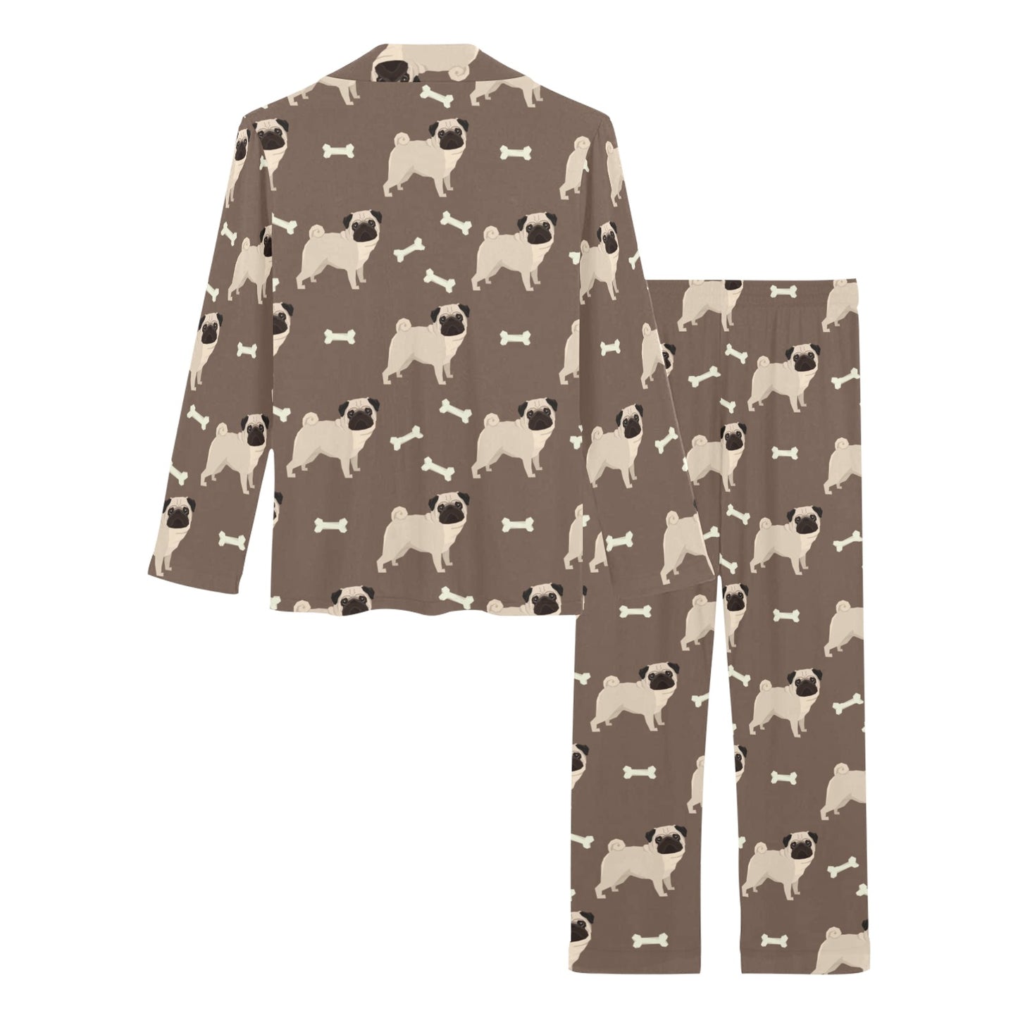 Pug Pattern Print Design A02 Women's Long Pajama Set