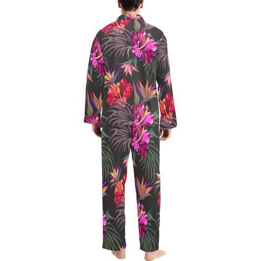 Hibiscus Pattern Print Design HB014 Men's Long Pajama Set