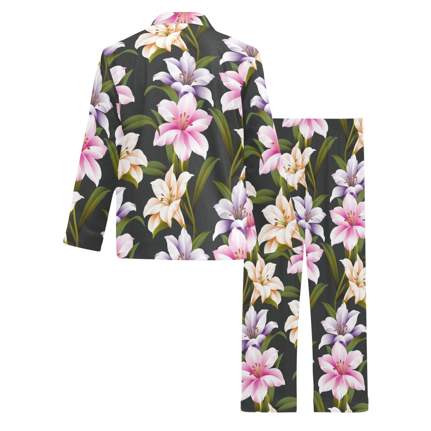 Lily Pattern Print Design LY01 Men's Long Pajama Set