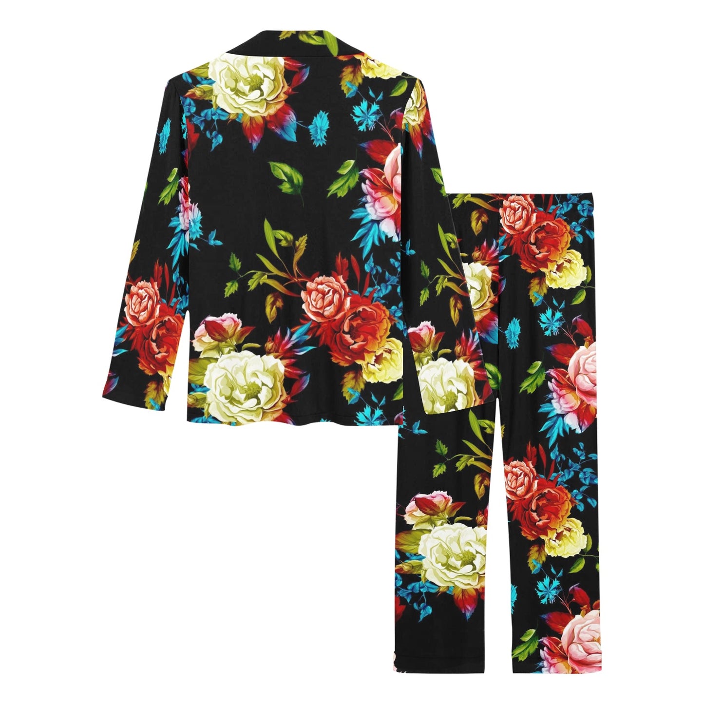 Peony Pattern Print Design PE07 Women's Long Pajama Set