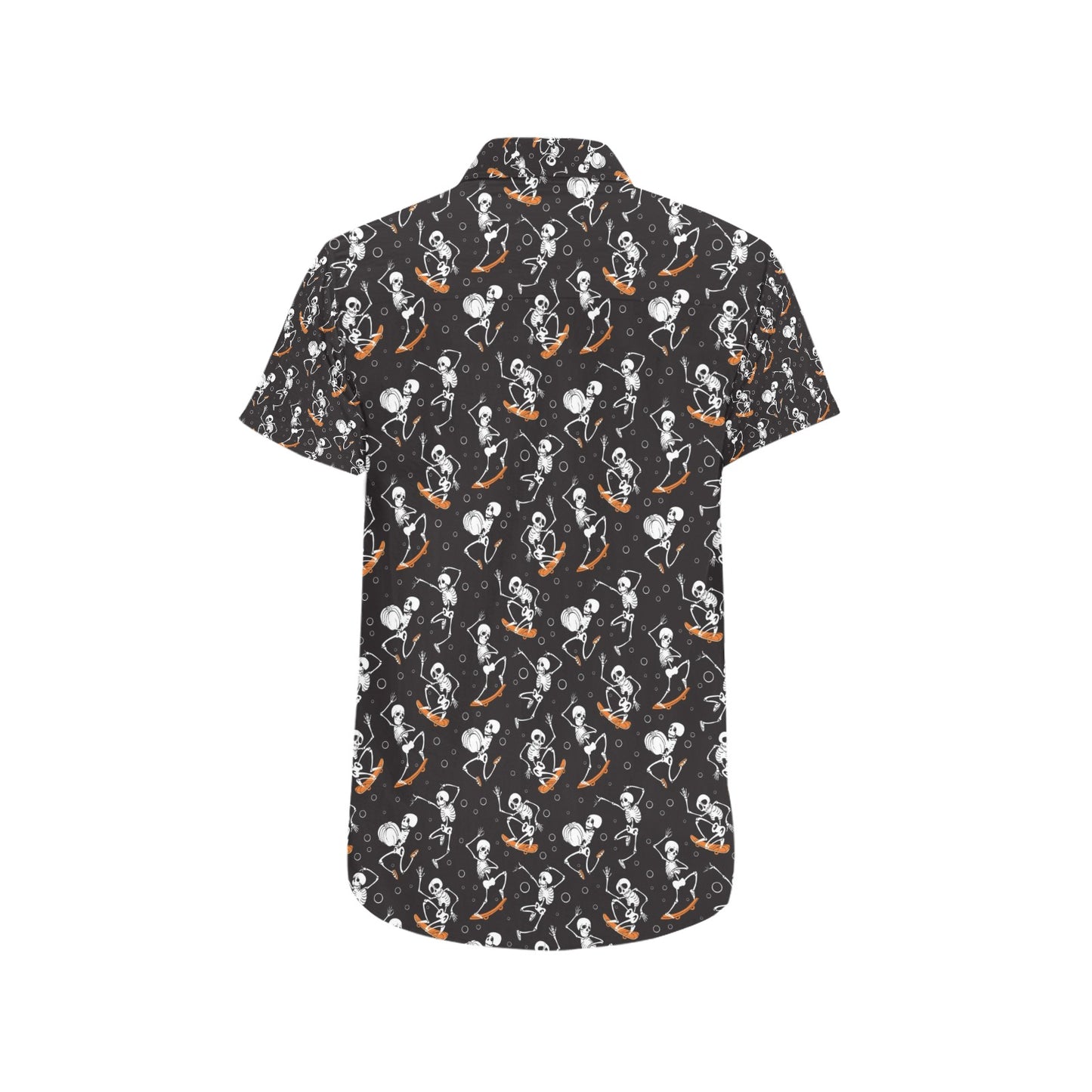 Skateboard With Skeleton Print Design LKS303 Men Short Sleeve Button Up Shirt
