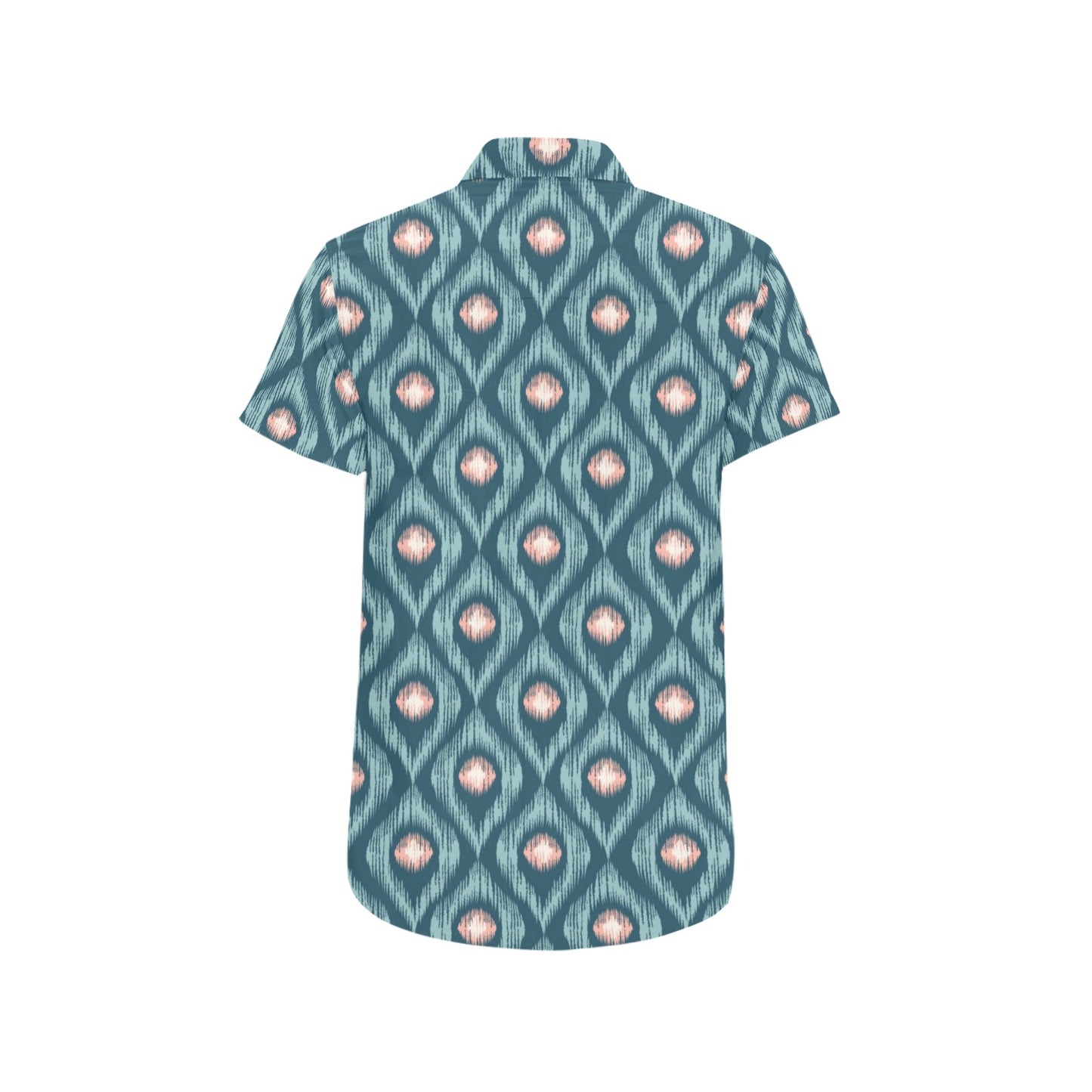 Ikat Print Design LKS402 Men Short Sleeve Button Up Shirt