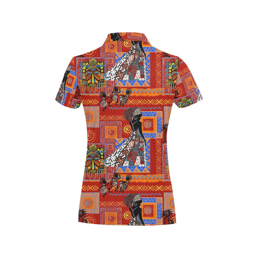African Print Pattern Women's Polo Shirt