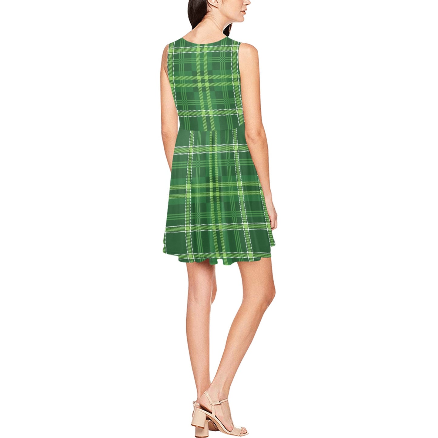 Irish Plaid Pattern Print Design 02 Sleeveless Dress