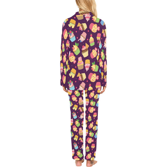 Cupcake Pattern Print Design 05 Women's Long Pajama Set