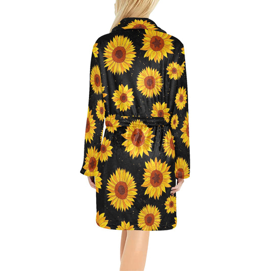 Sunflower Pattern Print Design SF09 Women's Fleece Robe