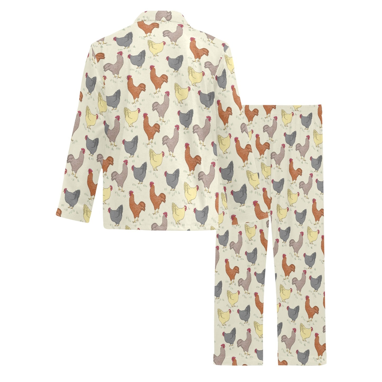 Chicken Pattern Print Design 05 Men's Long Pajama Set