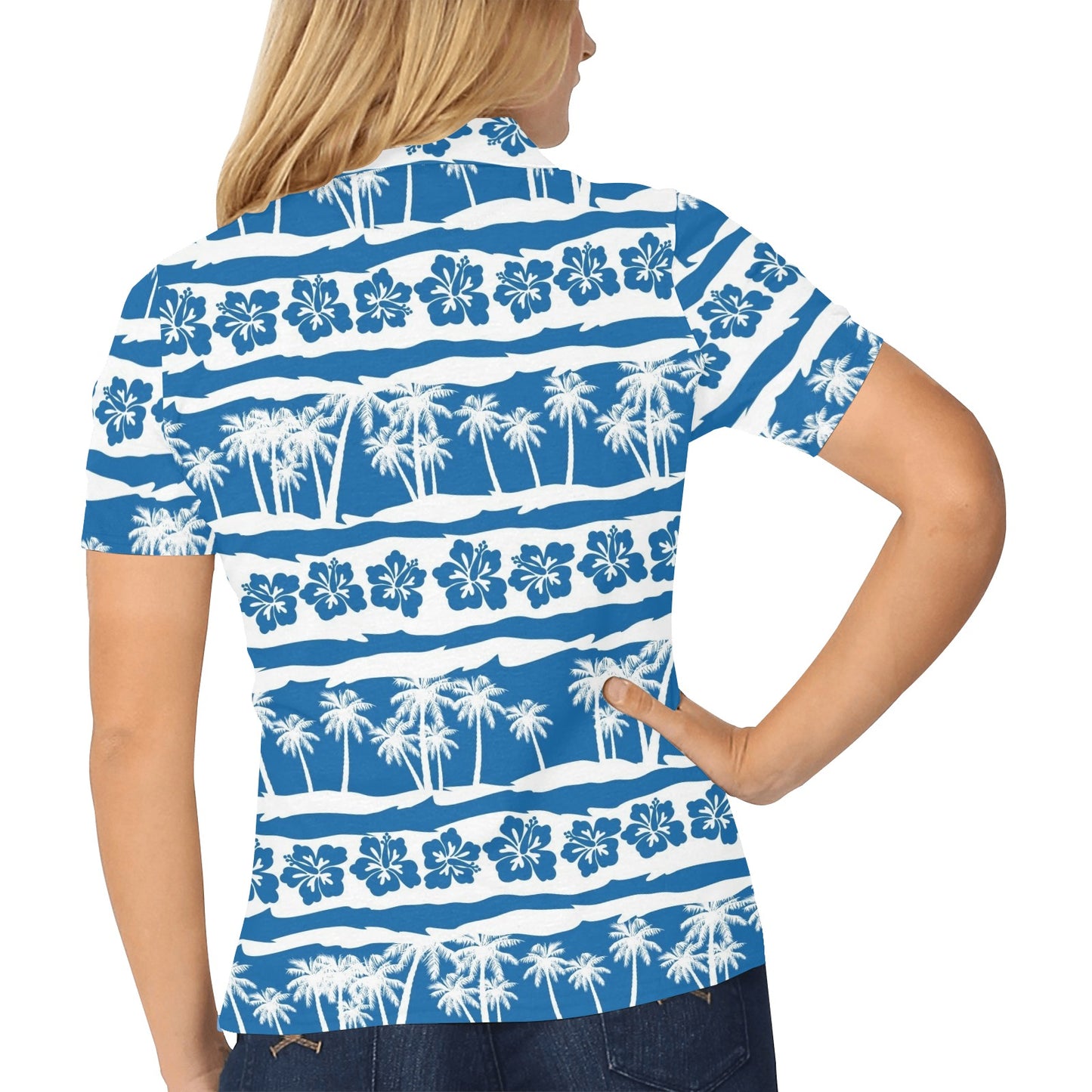Hawaiian Themed Pattern Print Design H021 Women's Polo Shirt