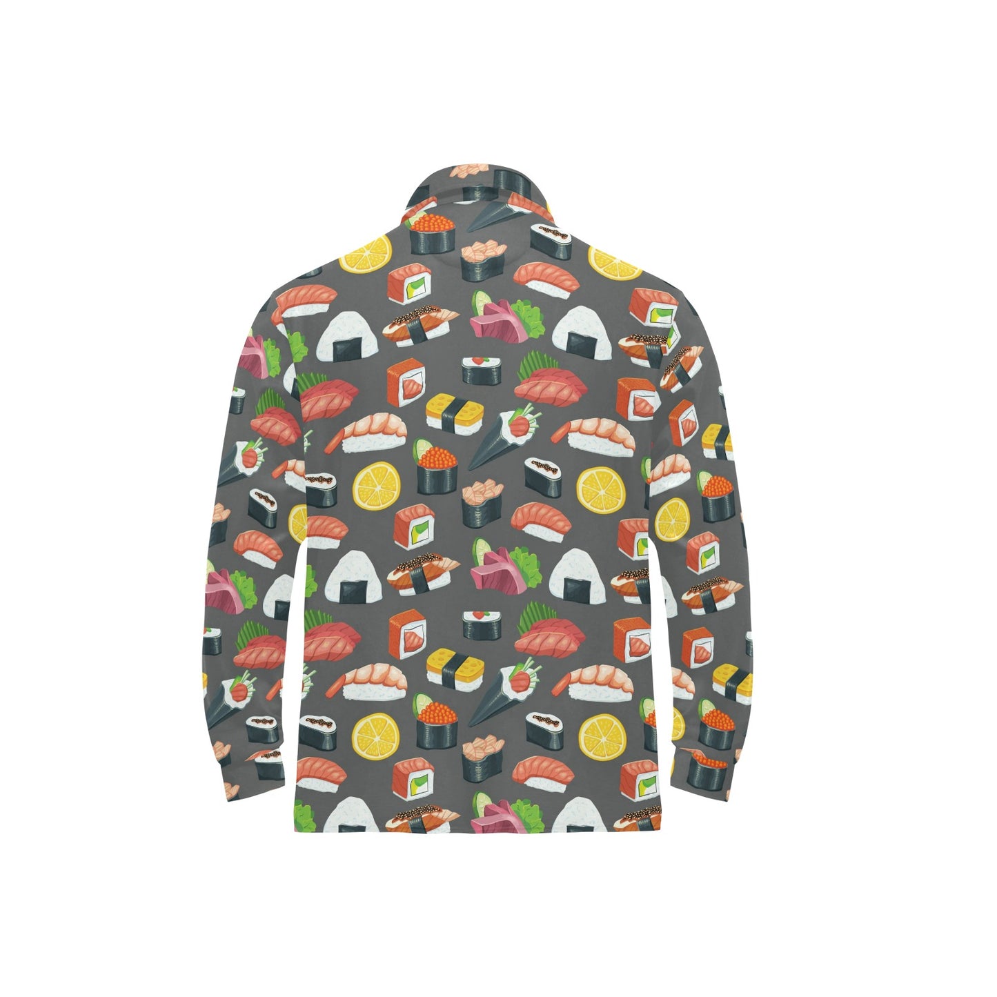 Sushi Print Design LKS302 Long Sleeve Polo Shirt For Men's
