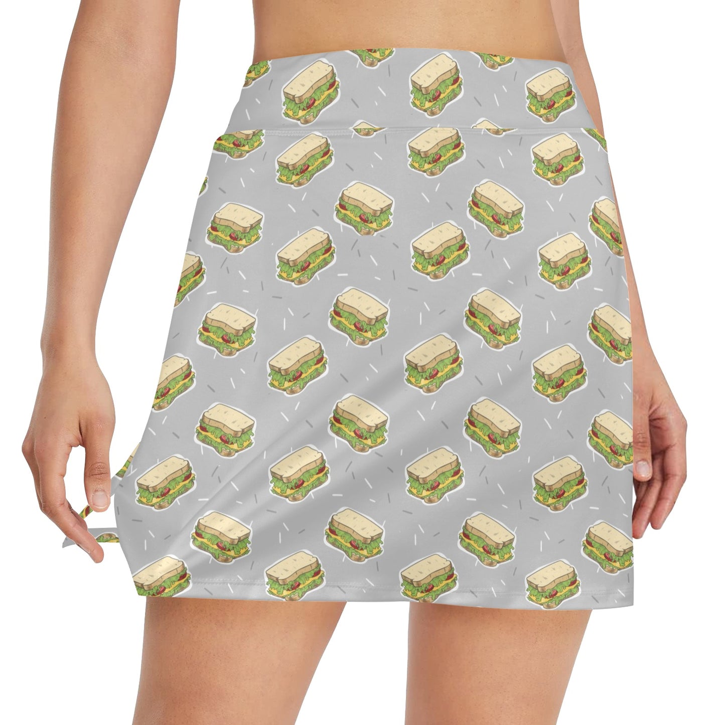 Sandwich Print Design LKS304 Women's Golf Skirt with Pocket