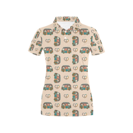 Hippie Van Peace Print Design LKS303 Women's Polo Shirt