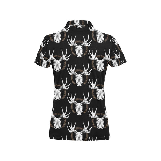 Moose Pattern Print Design 02 Women's Polo Shirt