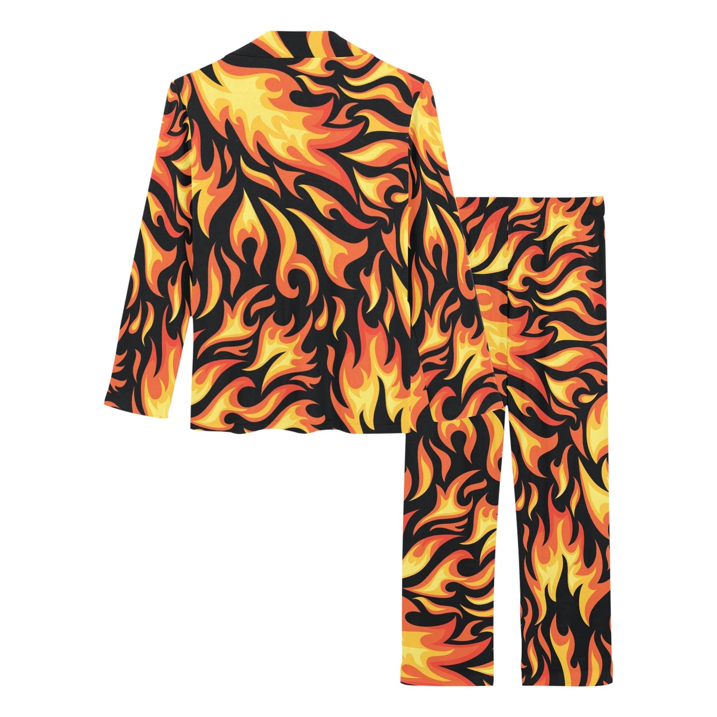 Flame Fire Design Pattern Women's Long Pajama Set