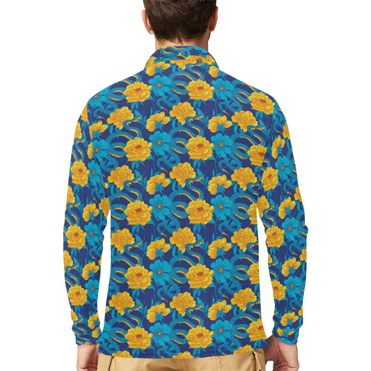 Boa Pattern Print Design 01 Long Sleeve Polo Shirt For Men's