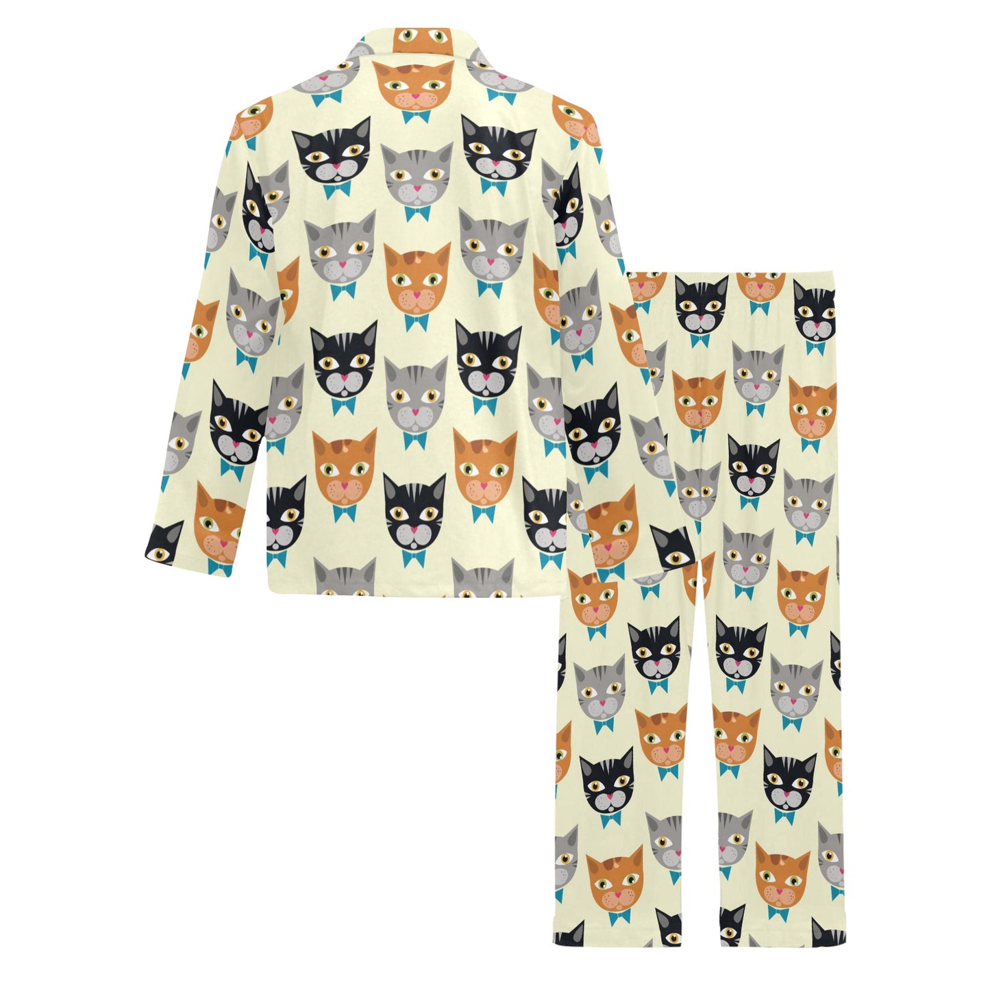 Cat Pattern Print Design 05 Men's Long Pajama Set