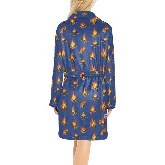 Campfire Pattern Print Design 03 Women's Fleece Robe