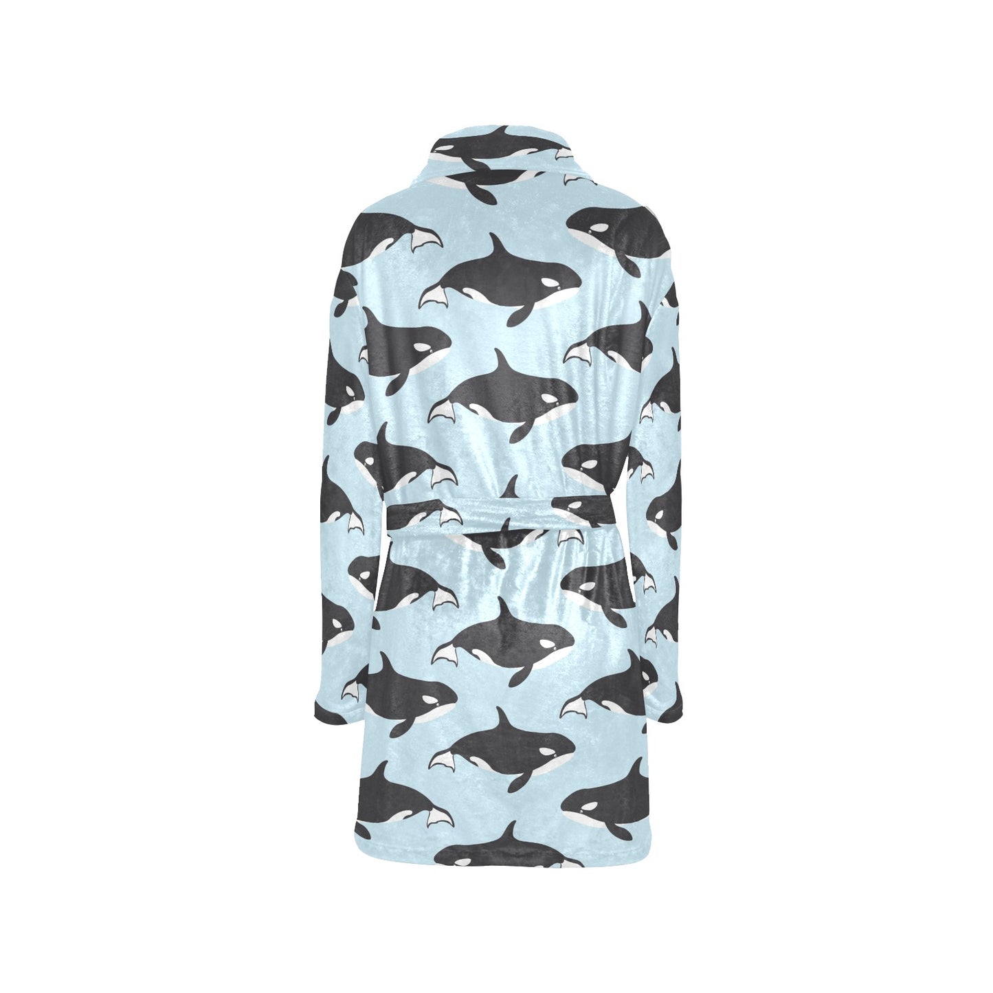 Killer Whale Pattern Print Design 01 Women's Fleece Robe