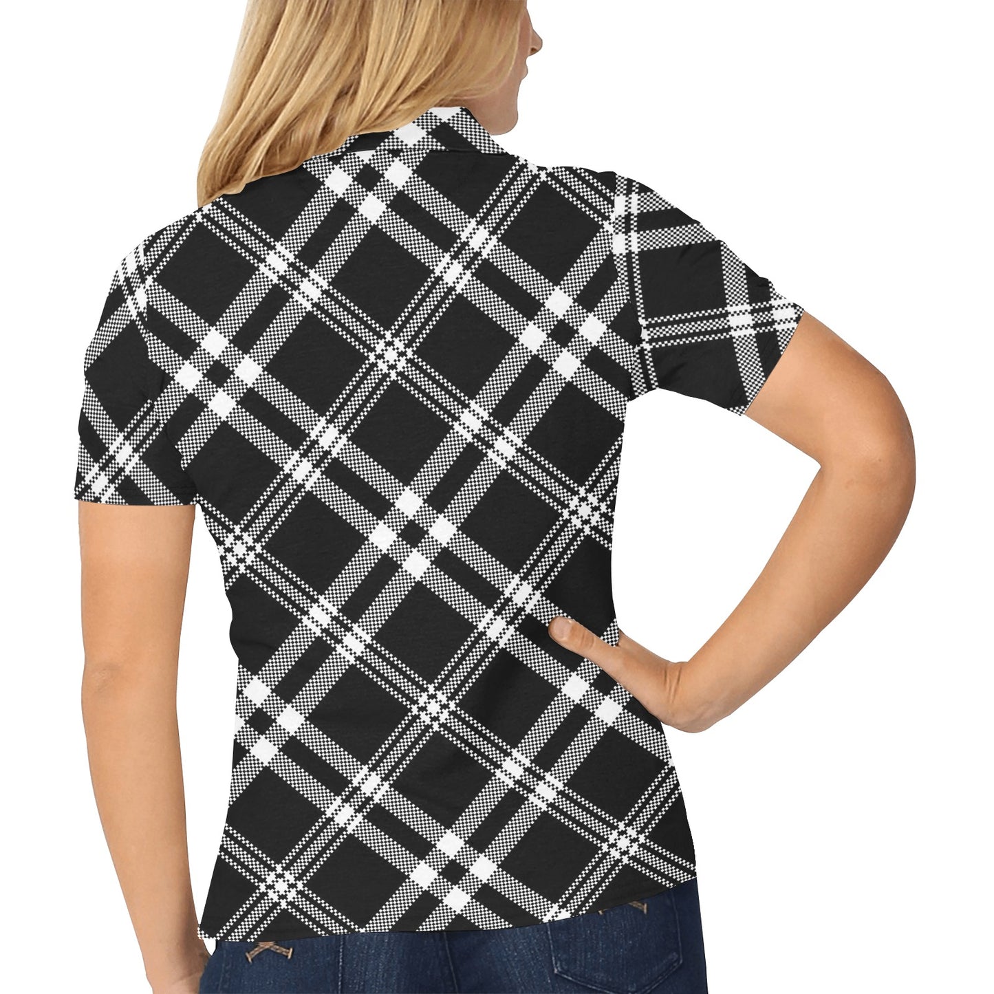 Madras Pattern Print Design 03 Women's Polo Shirt