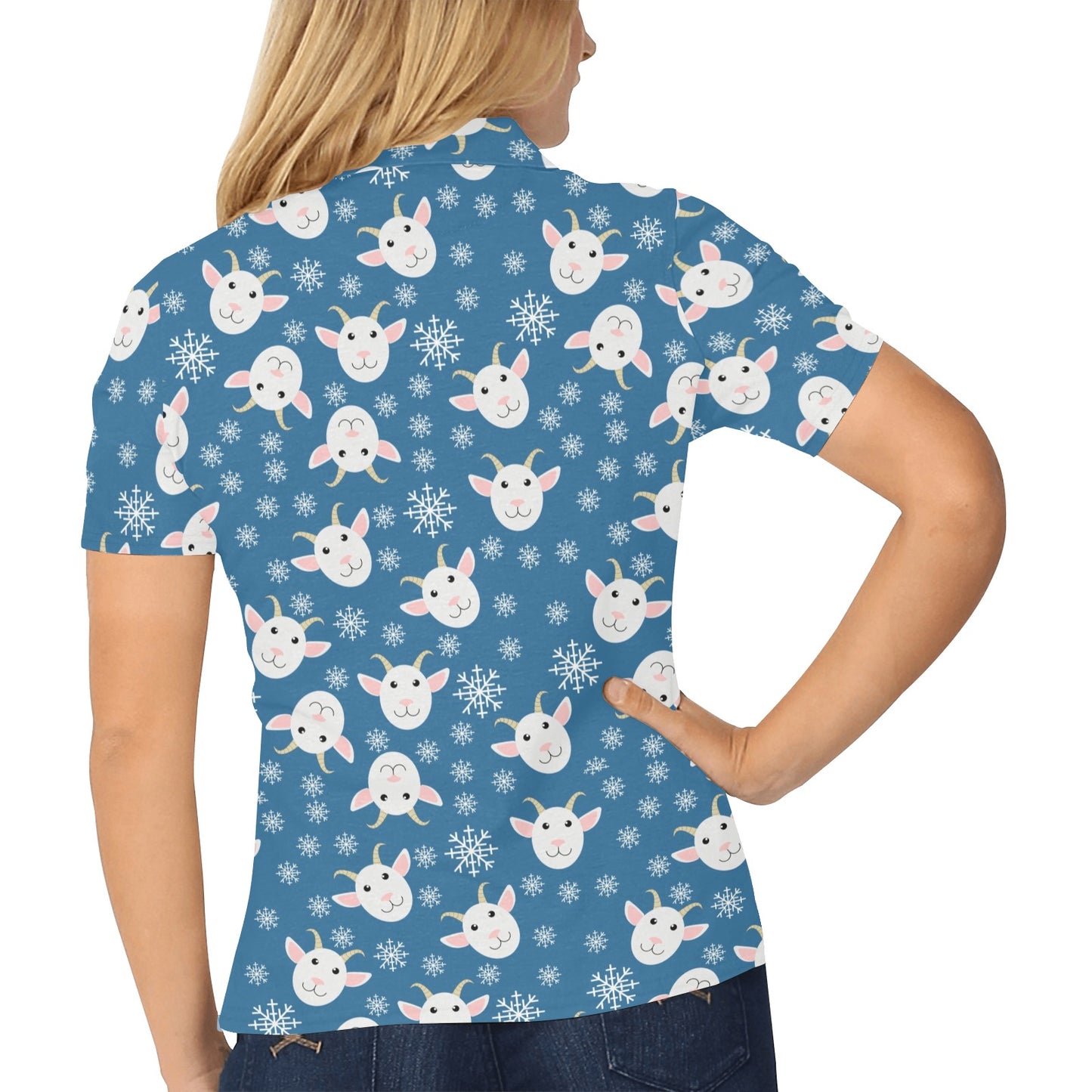 Goat Print Design LKS402 Women's Polo Shirt