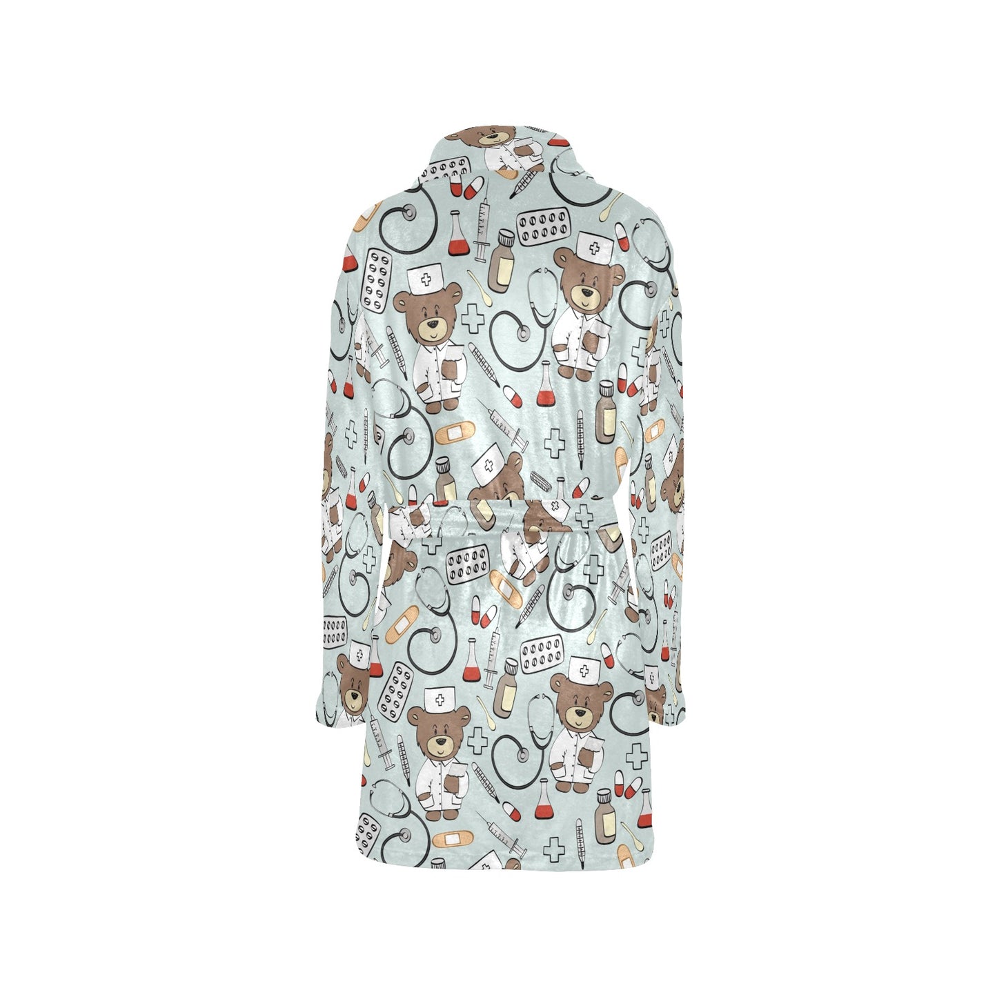 Nurse Bear Pattern Print Design A01 Women's Fleece Robe