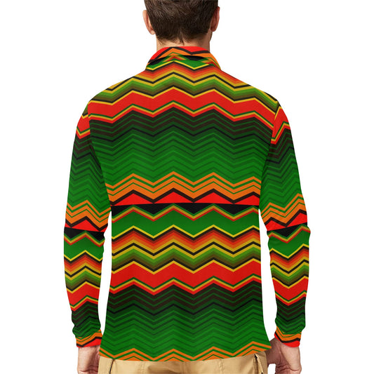 Serape Print Design LKS306 Long Sleeve Polo Shirt For Men's