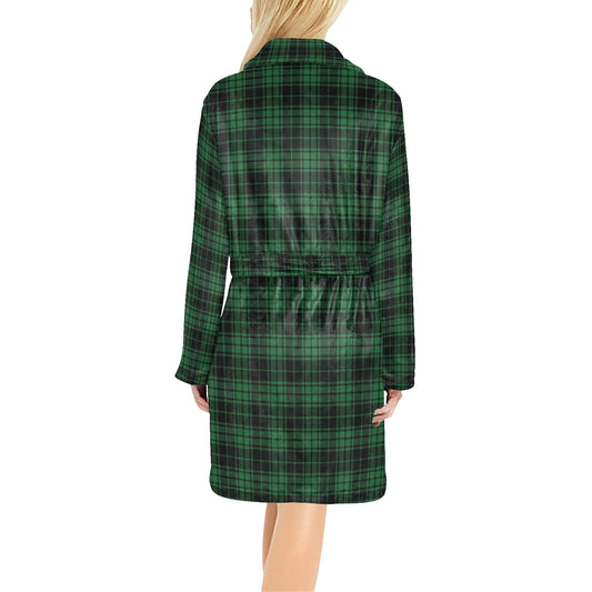 Green Tartan Plaid Pattern Women's Fleece Robe