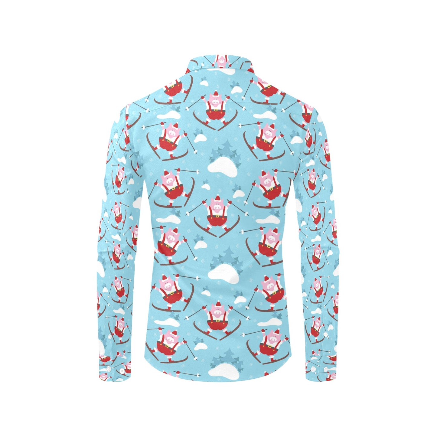 Ski Print Design LKS309 Men's Long Sleeve Dress Shirt