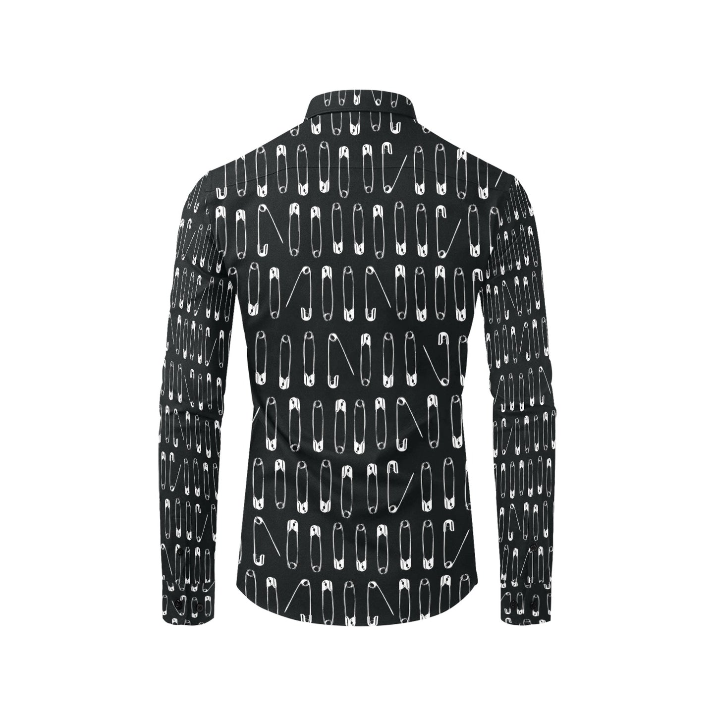 Safety Pin Print Design LKS302 Men's Long Sleeve Dress Shirt