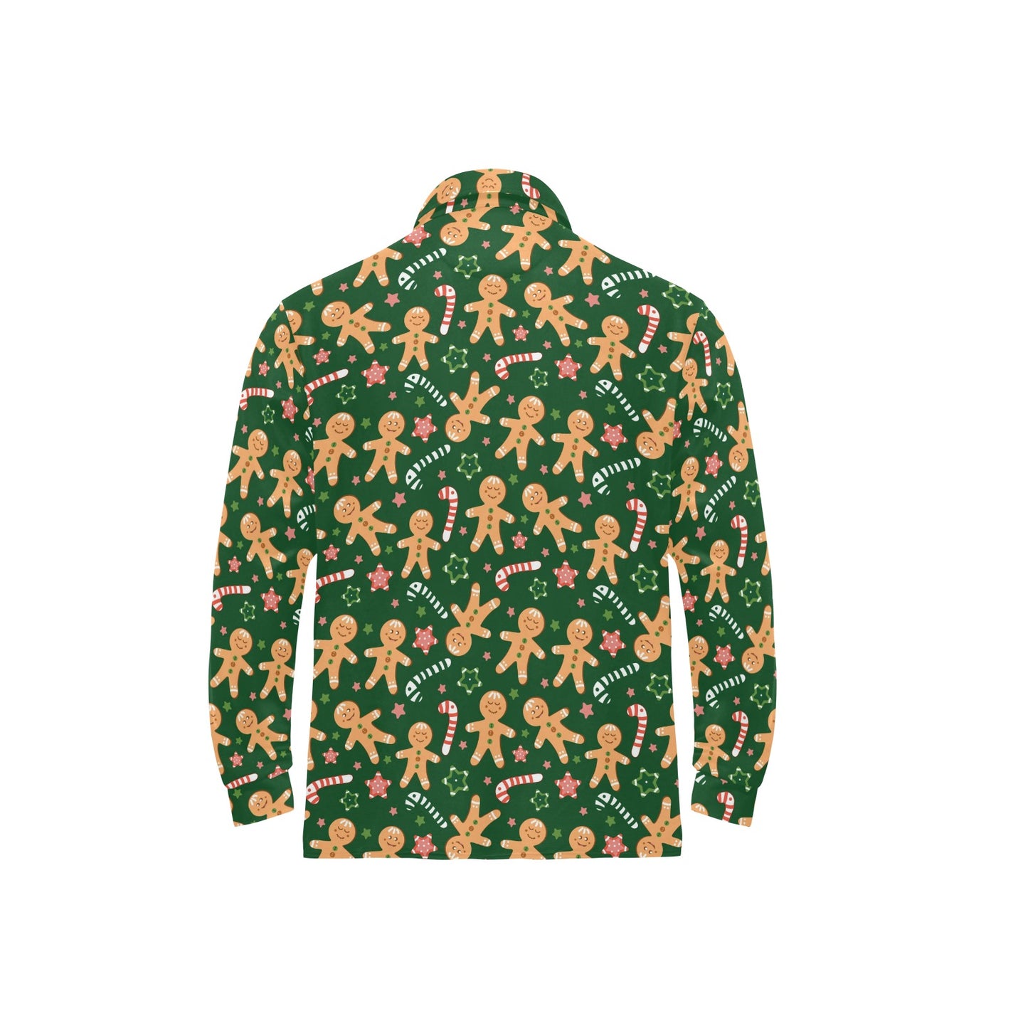 Gingerbread Pattern Print Design 04 Long Sleeve Polo Shirt For Men's