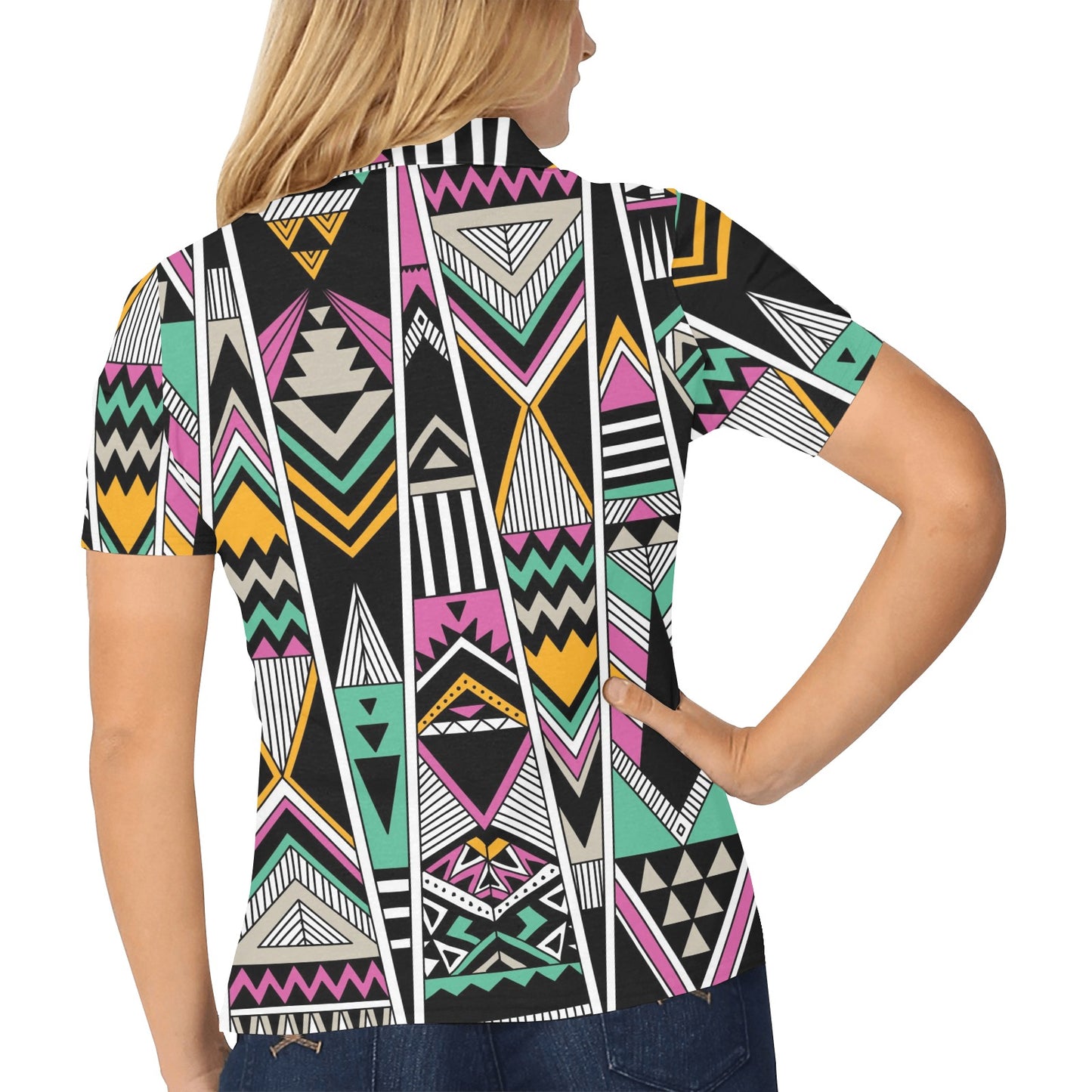 Tribal Aztec Triangle Women's Polo Shirt