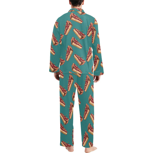 Cheesecake Cherry Pattern Print Design CK03 Men's Long Pajama Set