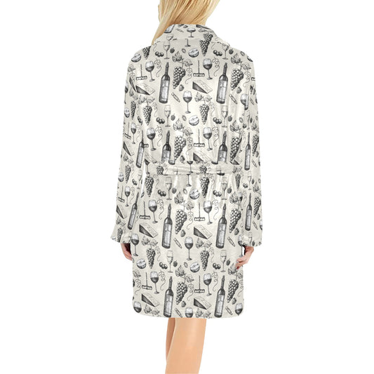 Wine Themed Print Design LKS306 Women's Fleece Robe
