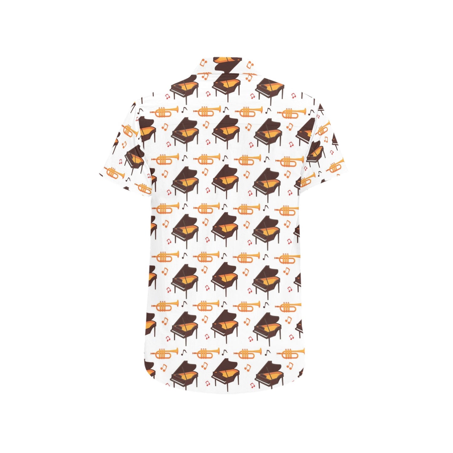 Piano Print Design LKS406 Men Short Sleeve Button Up Shirt