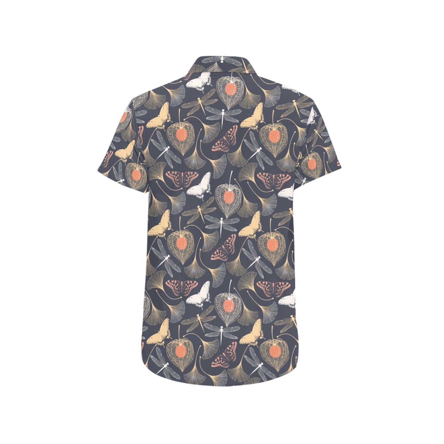 Dragonfly Print Design LKS404 Men Short Sleeve Button Up Shirt