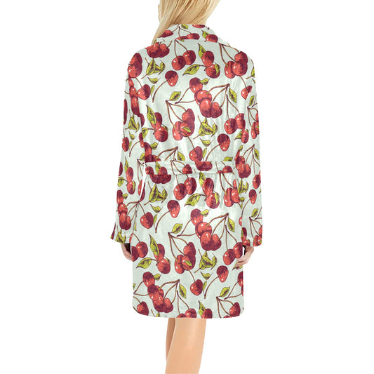 Cherry Hand Draw Women's Fleece Robe