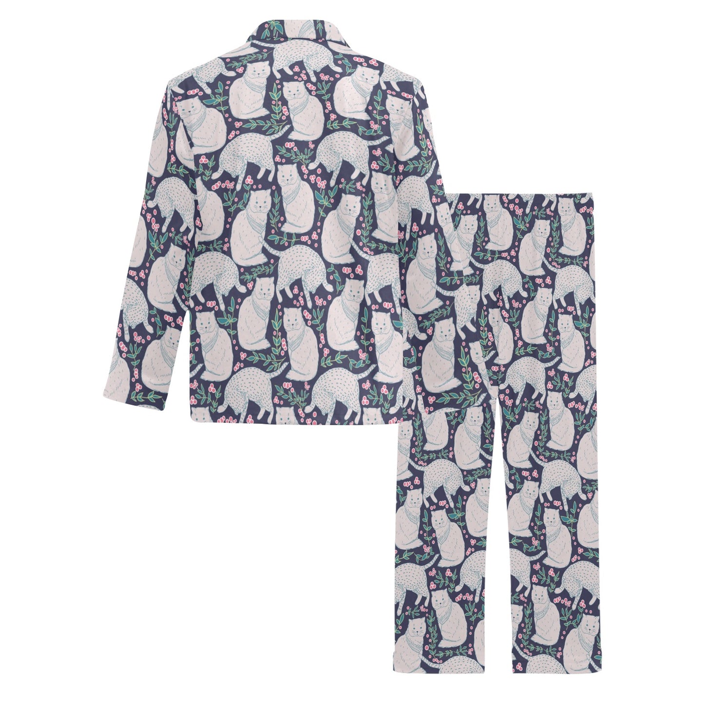 Cat Pattern Print Design 06 Men's Long Pajama Set