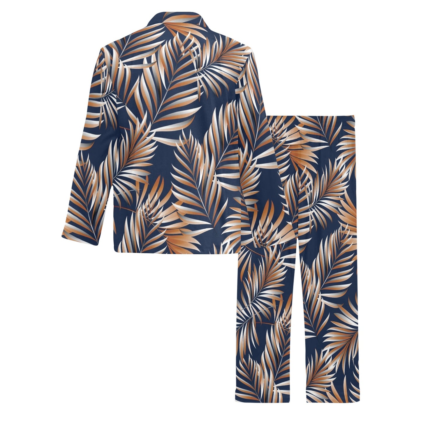 Tropical Flower Pattern Print Design TF07 Men's Long Pajama Set