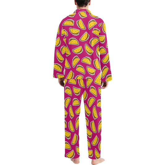 Taco Pattern Print Design TC01 Men's Long Pajama Set