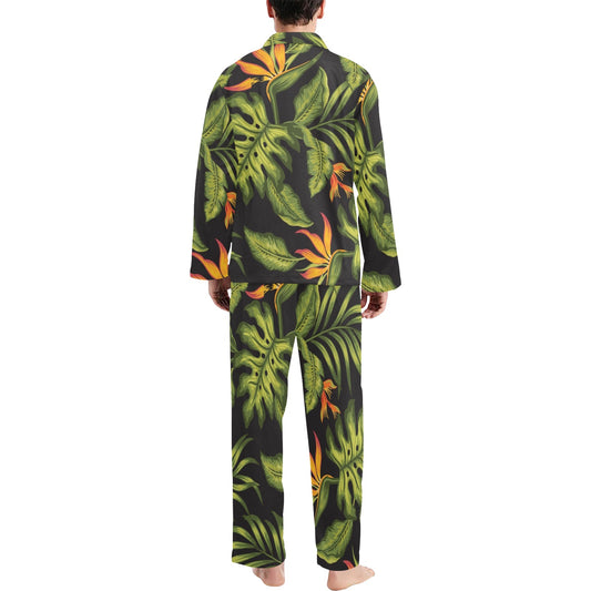 Bird Of Paradise Pattern Print Design BOP013 Men's Long Pajama Set