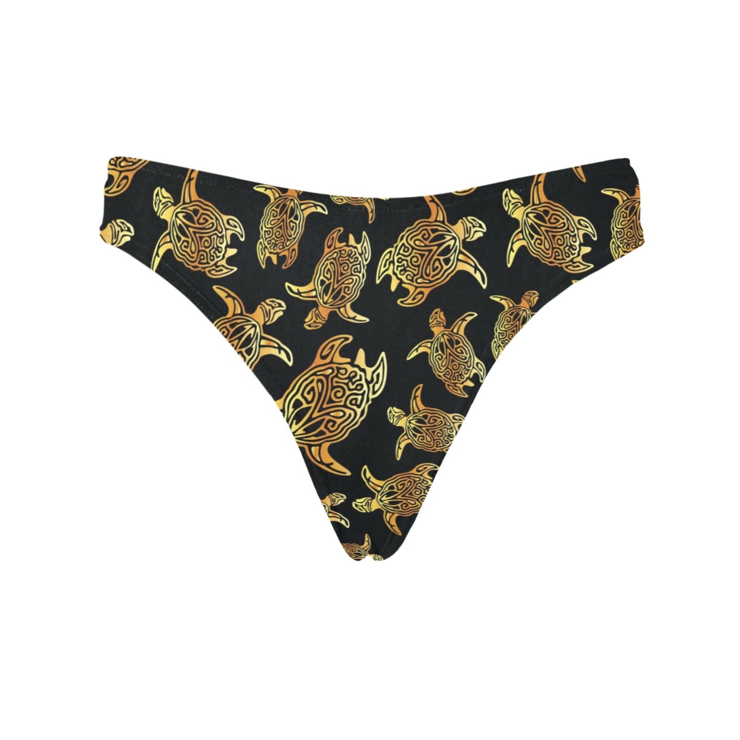 Gold Tribal Turtle Polynesian Themed Women's Thongs