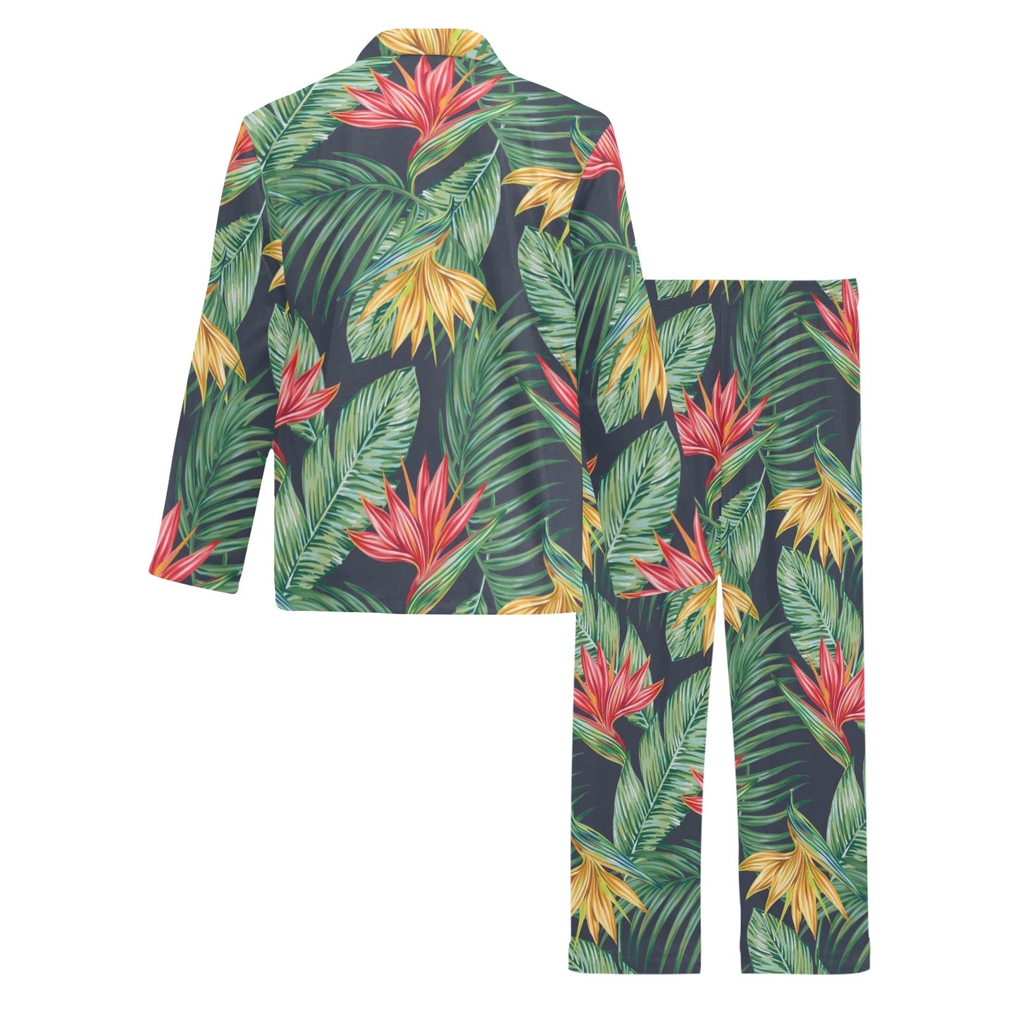 Bird Of Paradise Pattern Print Design BOP09 Men's Long Pajama Set