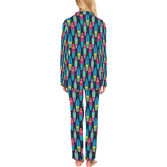 Surfboard Colorful Print Design LKS302 Women's Long Pajama Set