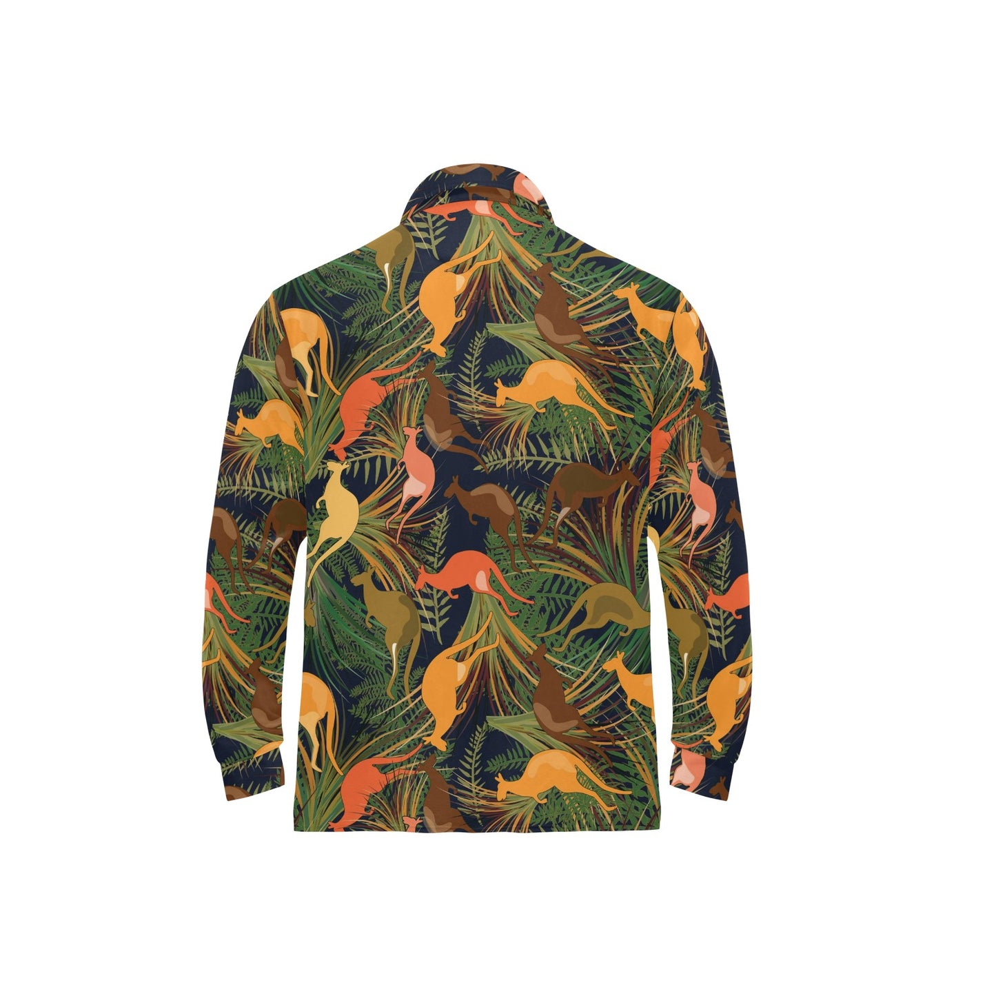 Kangaroos Pattern Print Design 07 Long Sleeve Polo Shirt For Men's