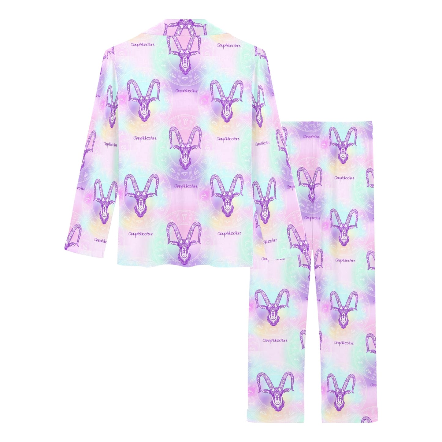 Capricorn Zodiac Pattern Print Design 02 Women's Long Pajama Set