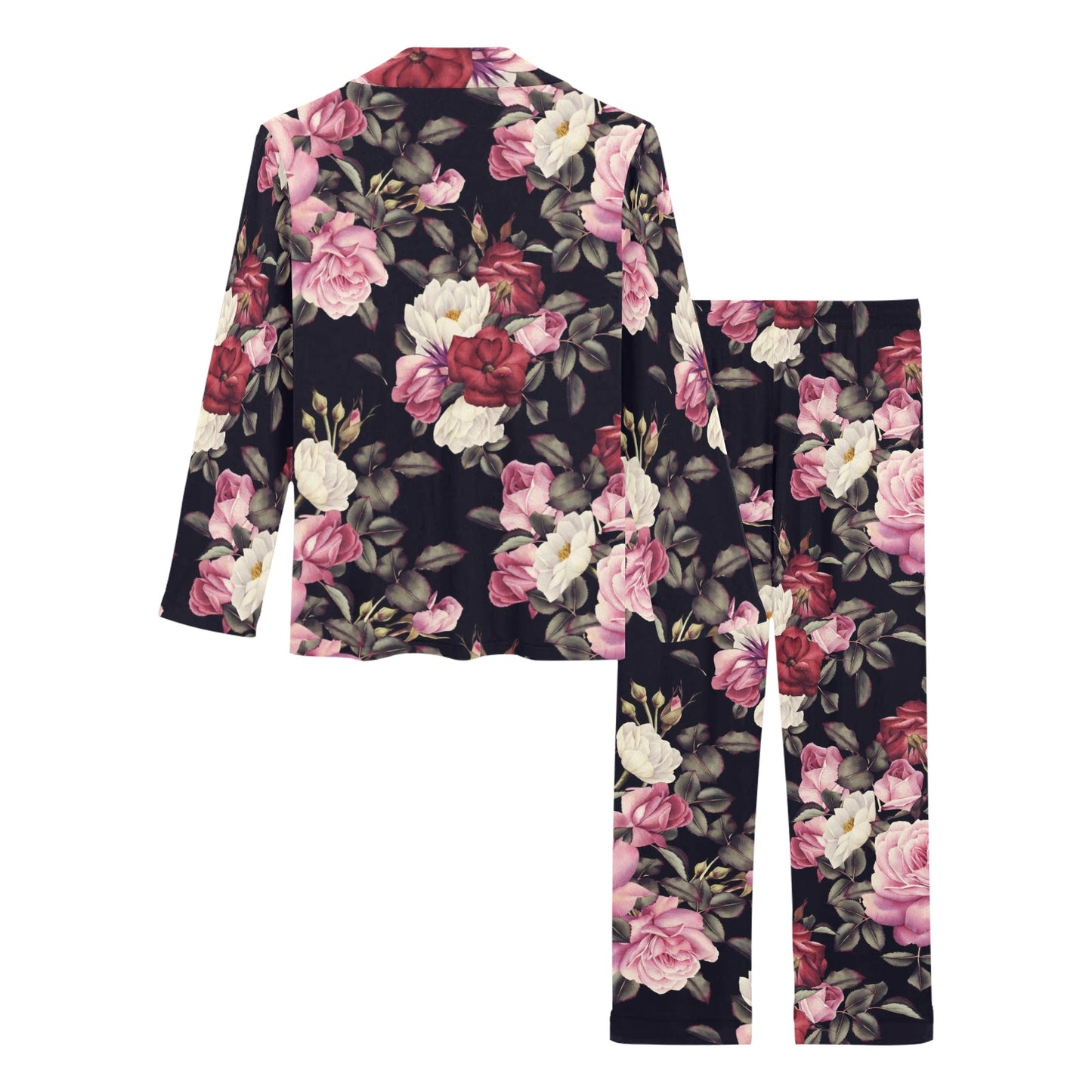 Rose Pattern Women's Long Pajama Set