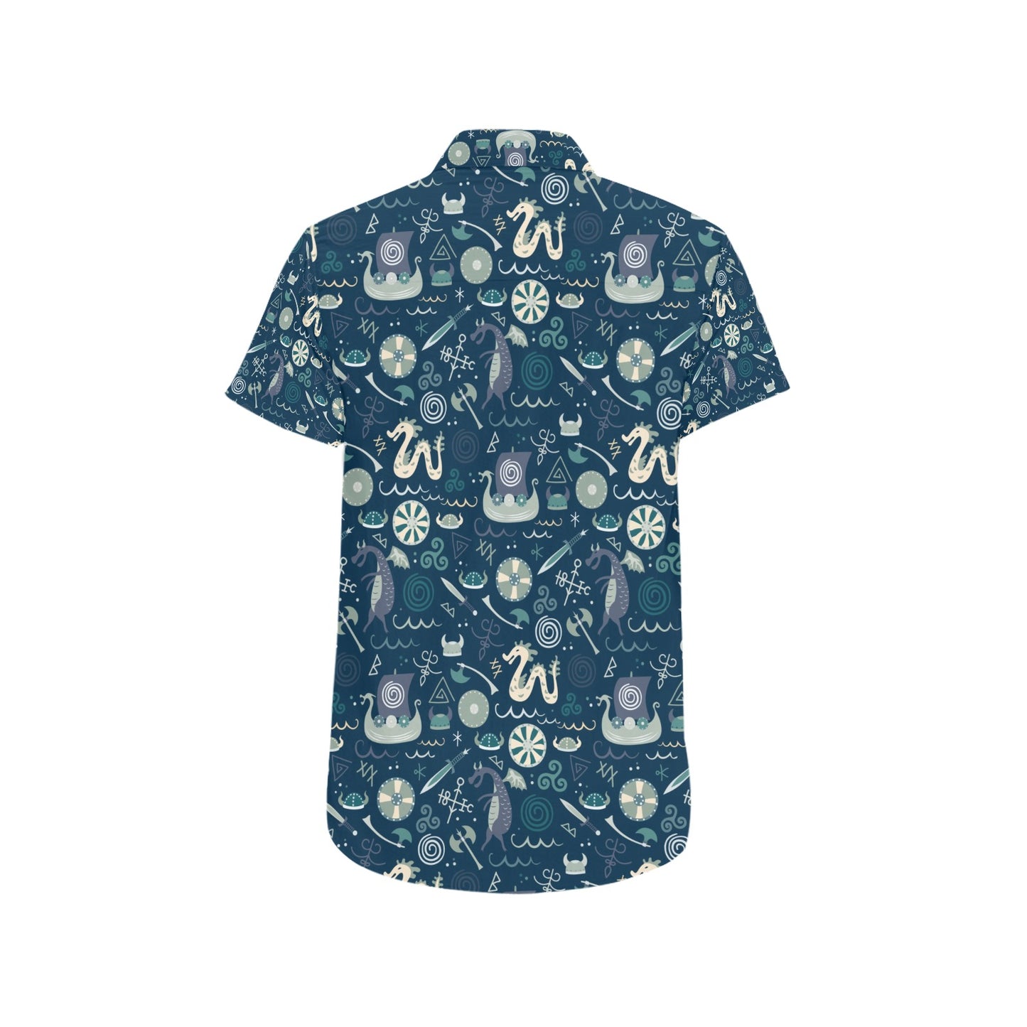 Vikings Print Design LKS305 Men Short Sleeve Button Up Shirt