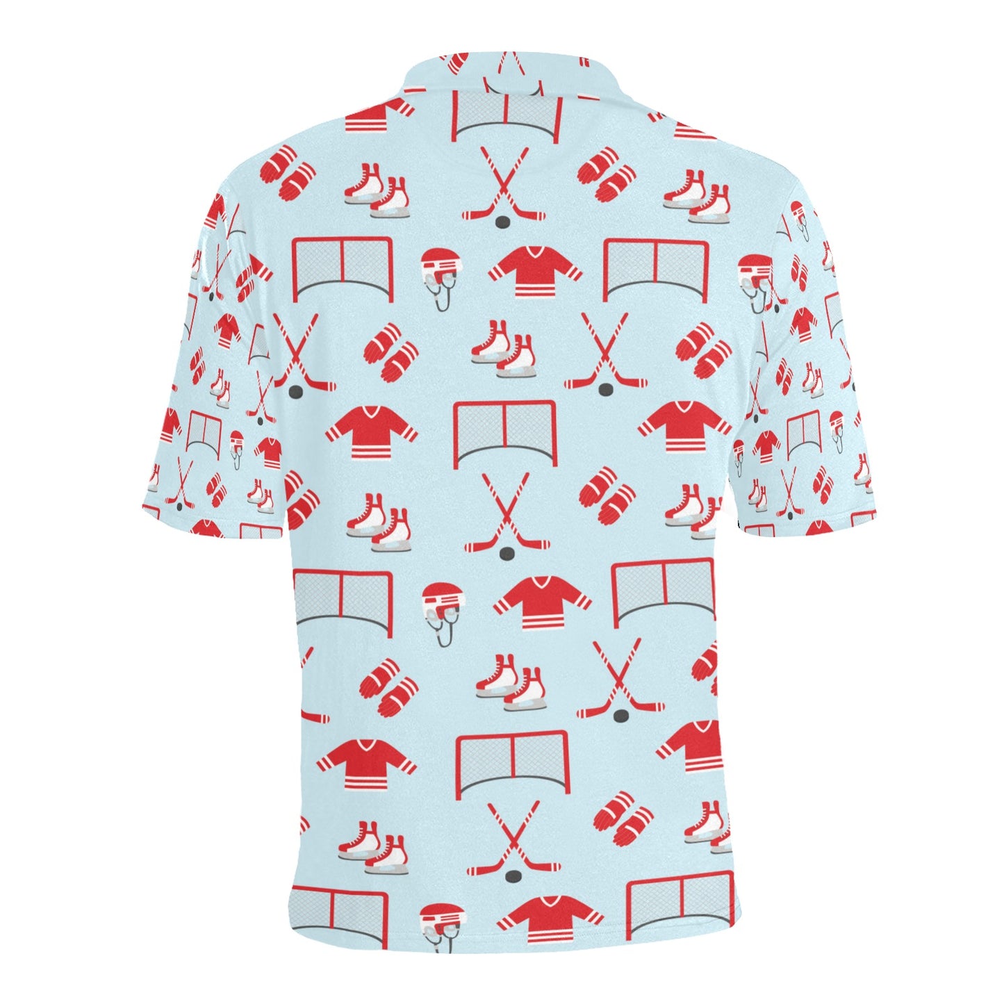 Hockey Red Equipment Print Design LKS305 Men Polo Shirt